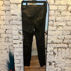 Vince black lambs leather skinny leggings with ankle zips size M